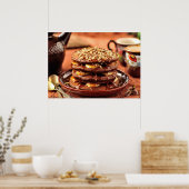 Chocoladepannenkoeken met bananen en karamel poster (Keuken)