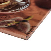 Chocoladepannenkoeken met bananen en karamel snijplank (Hoek)