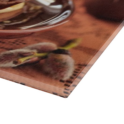 Chocoladepannenkoeken met bananen en karamel snijplank (Hoek)