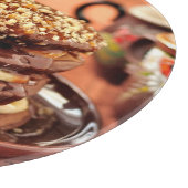 Chocoladepannenkoeken met bananen en karamel snijplank (Hoek)