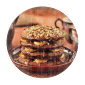 Chocoladepannenkoeken met bananen en karamel snijplank (Voorkant)