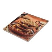 Chocoladepannenkoeken met bananen en karamel tegeltje (Zijkant)