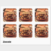 Chocoladepannenkoeken met bananen en karamel vierkante sticker (Vel)