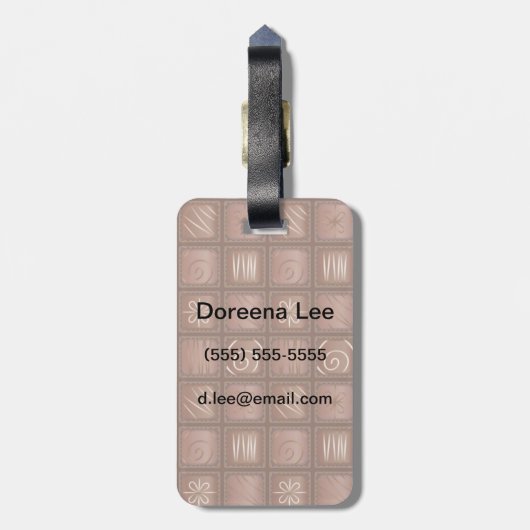 Chocoladepatroon Bagagelabel (Achterkant verticaal)