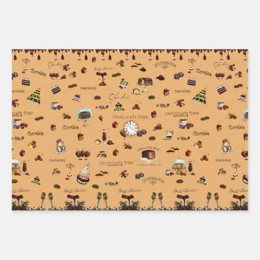 chocoladepatroon inpakpapier vel (Voorkant 3)