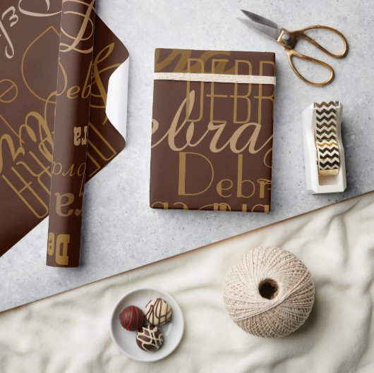 Chocoladepatroon van namen cadeaupapier (Crafts)