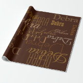 Chocoladepatroon van namen cadeaupapier (Uitgerold)