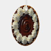 Chocoladepudding taart gepersonaliseerde kerst metalen ornament (Voorkant Rechts)