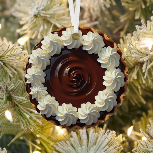 Chocoladepudding taart gepersonaliseerde kerst metalen ornament (Insitu)