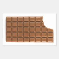 Chocoladereep met een ontbrekende bite sticker