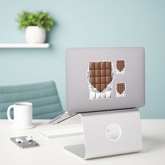 "Chocoladereep" Sticker (Laptop op bureau)