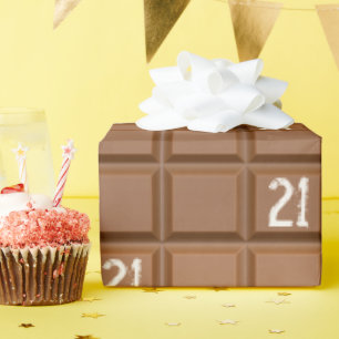 Chocoladereep voor 21e verjaardag cadeaupapier
