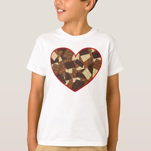 Chocoladerepen Hart Ontwerp T-shirt (Voorkant)