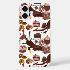 Chocoladesmaak snoepjes met patroon voor chocolove iPhone 16 plus hoesje