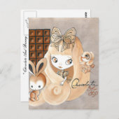 ChocoladeSnoep en Bunny en Girl Briefkaart (Voorkant / Achterkant)