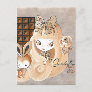 ChocoladeSnoep en Bunny en Girl Briefkaart
