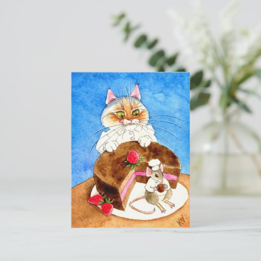 chocoladetaart briefkaart (Staand voorkant)