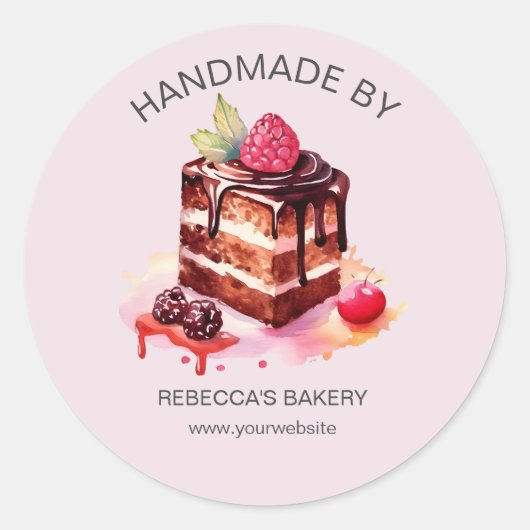 Chocoladetaart Handgemaakt met Love Sticker (Voorkant)