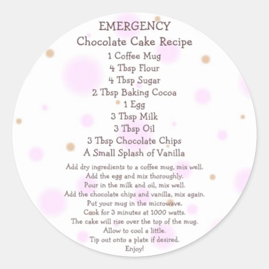 Chocoladetaart in een Mok Recept - Stickers (Voorkant)