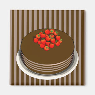 Chocoladetaart met aardbeien magneet