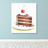 Chocoladetaart opgerekt canvas wandkunst afdruk (Insitu (Houten vloer))