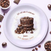 Chocoladetaart Paarse bruin 30ste verjaardagsfeest Papieren Bordje