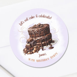 Chocoladetaart Paarse bruin 30ste verjaardagsfeest Ronde Sticker