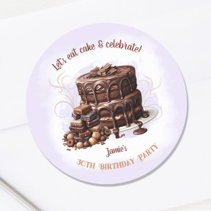 Chocoladetaart Paarse bruin 30ste verjaardagsfeest Ronde Sticker