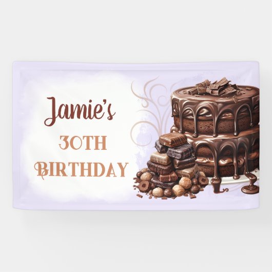 Chocoladetaart Paarse bruin 30ste verjaardagsfeest Spandoek (Horizontaal)