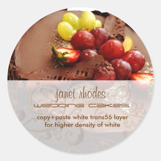 Chocoladetaart stickers/bakkers/banketbakker ronde sticker (Voorkant)