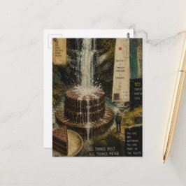 Chocoladetaart Waterval Surrealisme Mixed Media  Briefkaart
