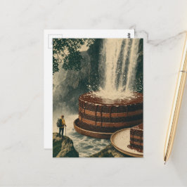 Chocoladetaart Waterval Surrealistische Kunst Briefkaart