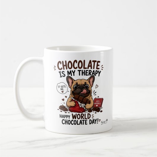 Chocoladetherapie Franse Bulldog  Koffiemok (Links)
