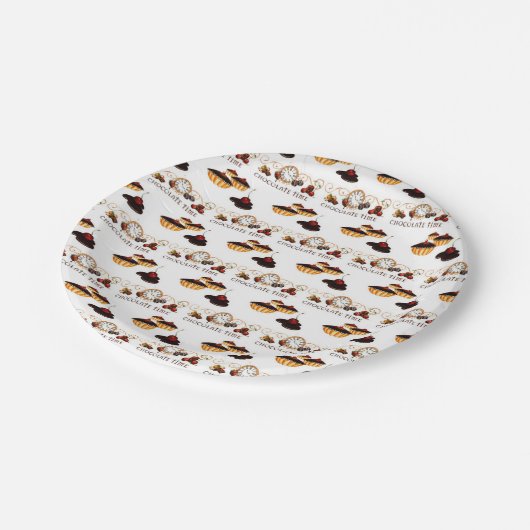 Chocoladetijdpatroon Papieren Bordje (Gekanteld)