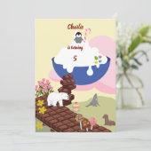 Chocoladetrap naar de verjaardag van de crème kaart (Staand voorkant)