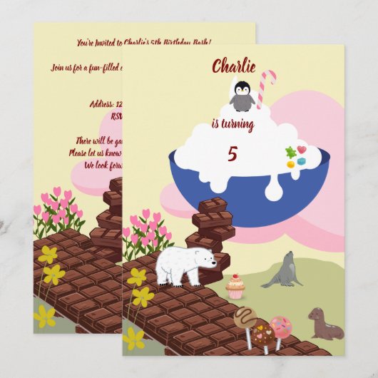 Chocoladetrap naar de verjaardag van de crème kaart (Voorkant / Achterkant)