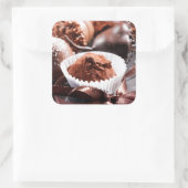 Chocoladetruffels Vierkante Sticker (Tas)