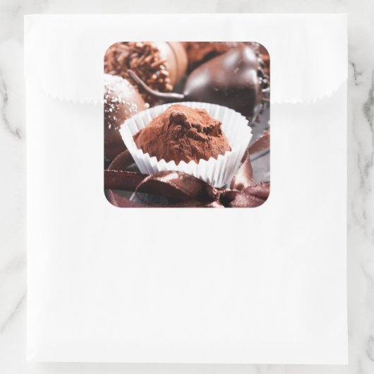 Chocoladetruffels Vierkante Sticker (Tas)