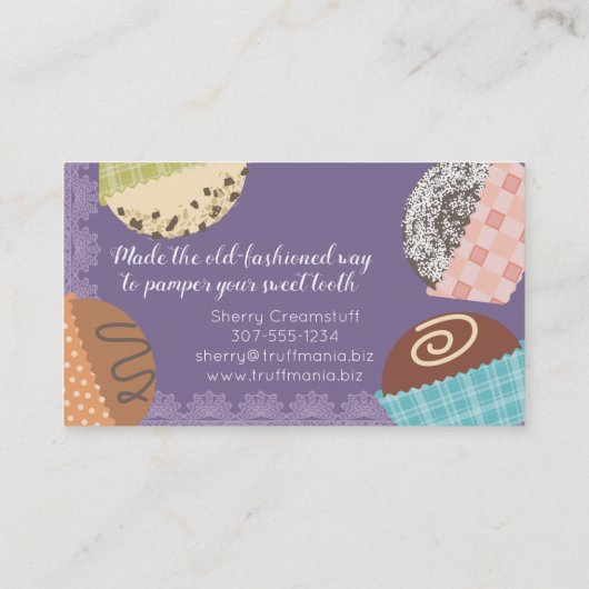 Chocoladetruffels visitekaartje (Achterkant)