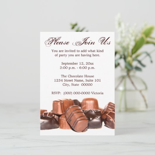 Chocoladeuitnodigingen Kaart (Staand voorkant)