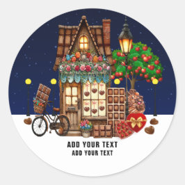 chocoladewinkel ronde sticker