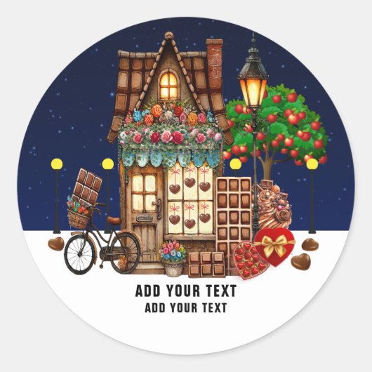 chocoladewinkel ronde sticker (Voorkant)