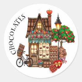 chocoladewinkel ronde sticker