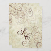 Chocoladezwellen/faux marble Wedding Invitting Kaart (Voorkant / Achterkant)