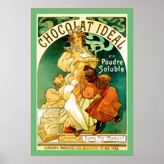 Chocolat ~ Alphonse Mucha ~ Vintage Ad Poster (Voorkant)