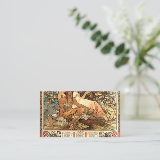 Chocolat Masson Alphonse Mucha Visitekaartje (Staand voorkant)