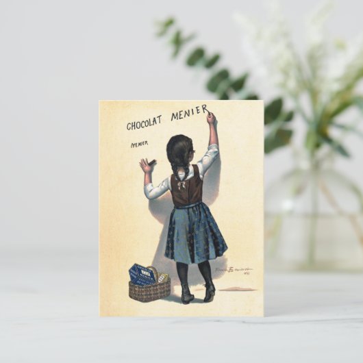Chocolat menier meisje muur schrijven briefkaart (Staand voorkant)