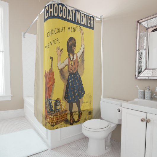 Chocolat menier meisje muur schrijven douchegordijn (In situ)