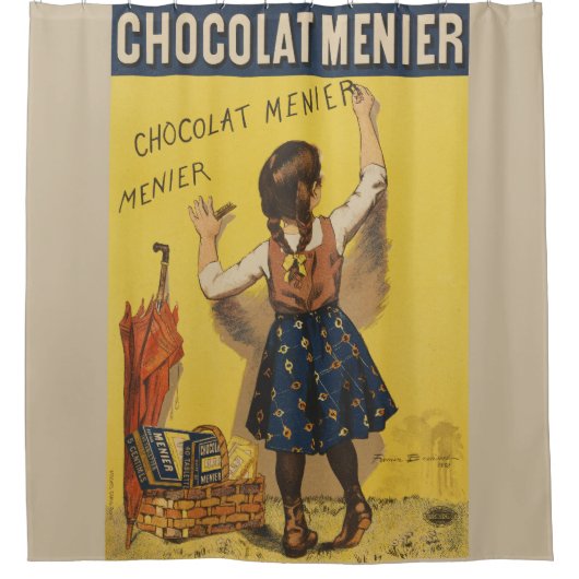Chocolat menier meisje muur schrijven douchegordijn (Voorkant)