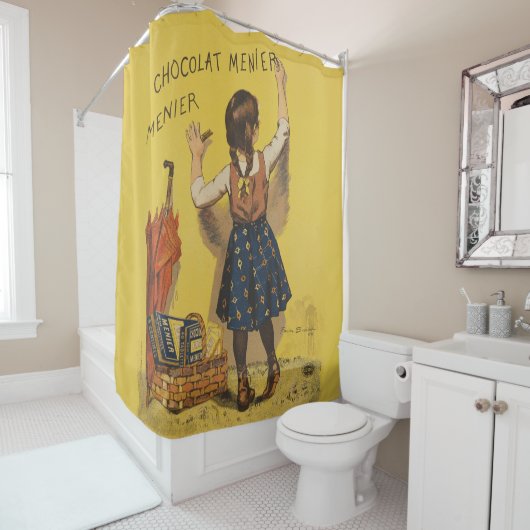 Chocolat menier meisje muur schrijven douchegordijn (In situ)
